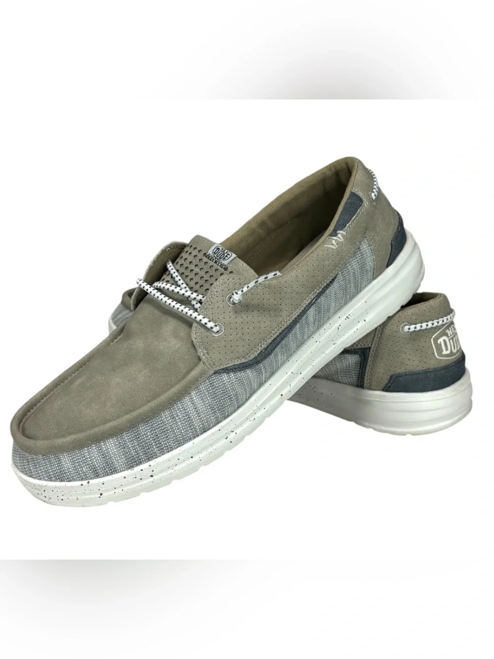 Hey Dude Welsh Grip Mix Oyster Men's Boat Shoes Canvas Oyster US 13 EU 46